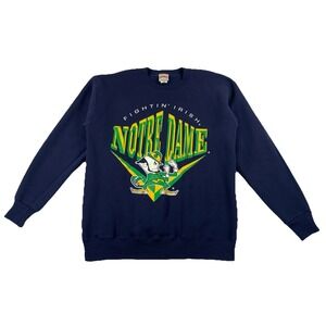 Vintage Fighting Irish Notre Dame Crewneck Sweatshirt Navy Blue  Nutmeg Large